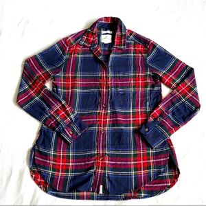 AE plaid navy & red boyfriend blouse